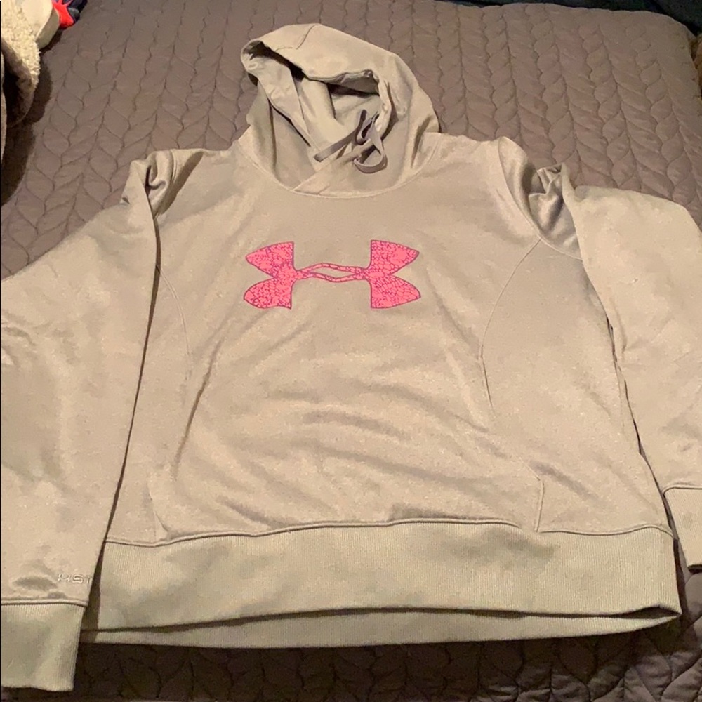Women’s grey and pink Under Armour hoodie